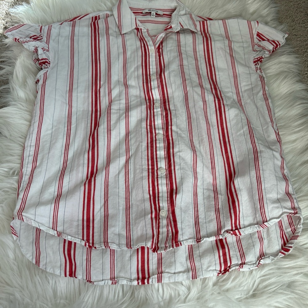 Red and White Striped Men's Shirt